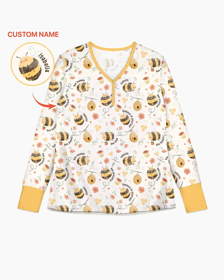 Bienenkind Personalisierter Name Damen-Pyjama-Set aus Bambus