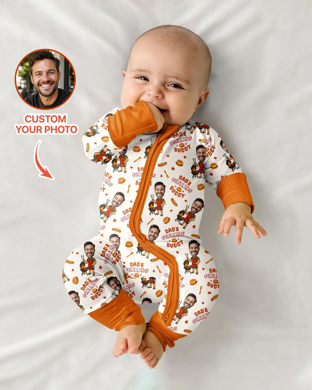 Gerippte Babykleidung mit individuellem Foto - Weich &amp; Skizzenhaft