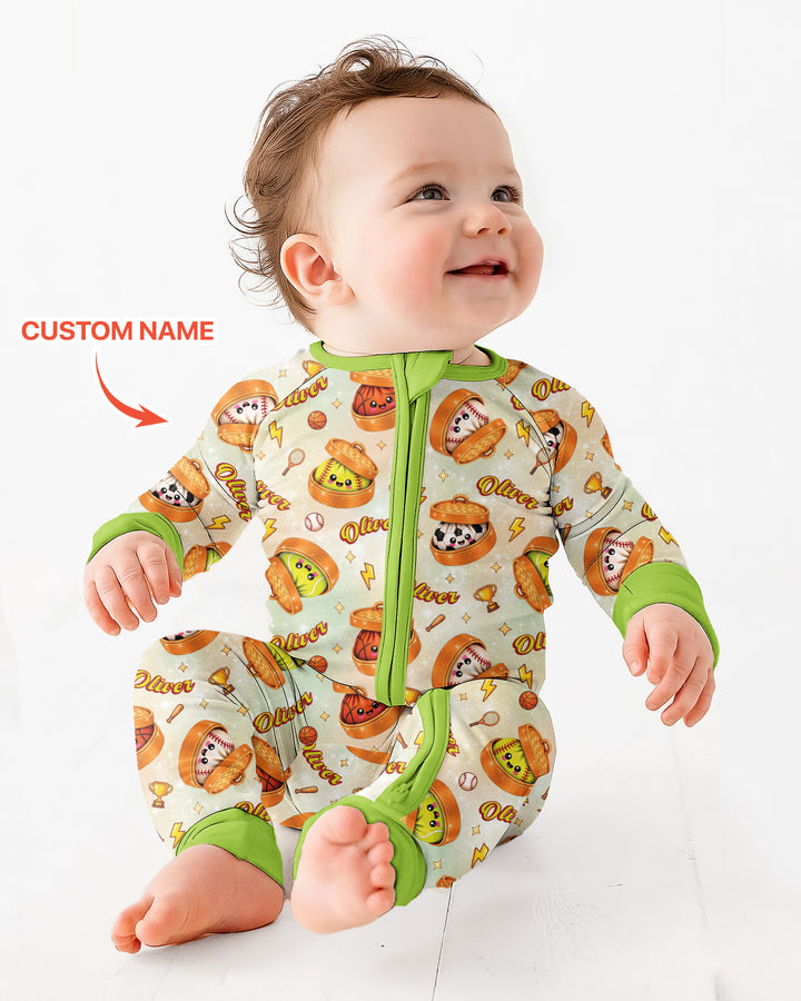 Custom Name Sports Dumpling Bamboo Convertible Zippy