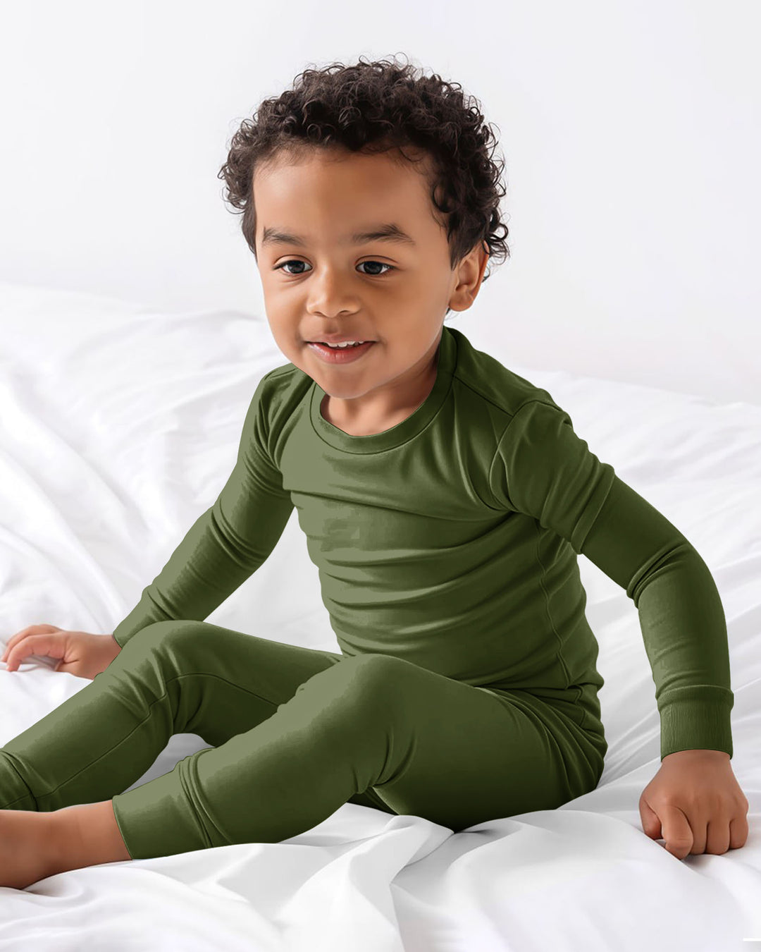 Dark Olive Green Bamboo Two Piece Pajama Set