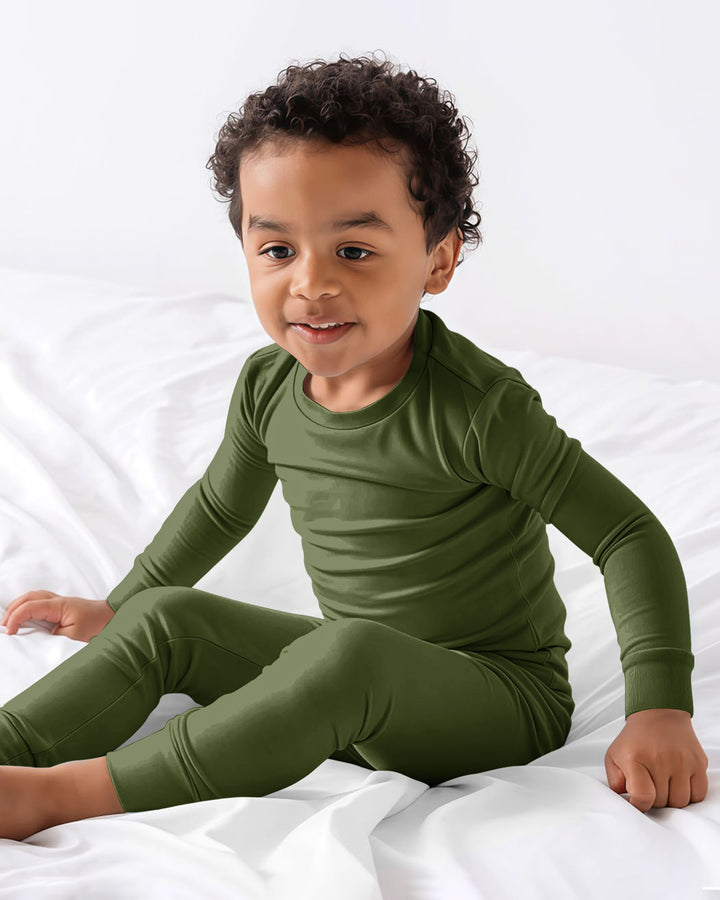 Dark Olive Green Bamboo Two Piece Pajama Set