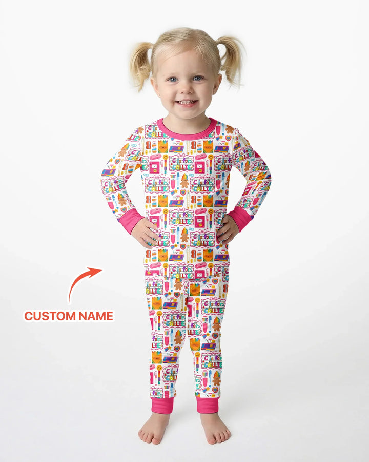 Zweiteiliges Langarm-Pyjama-Set mit Sommerfrüchten