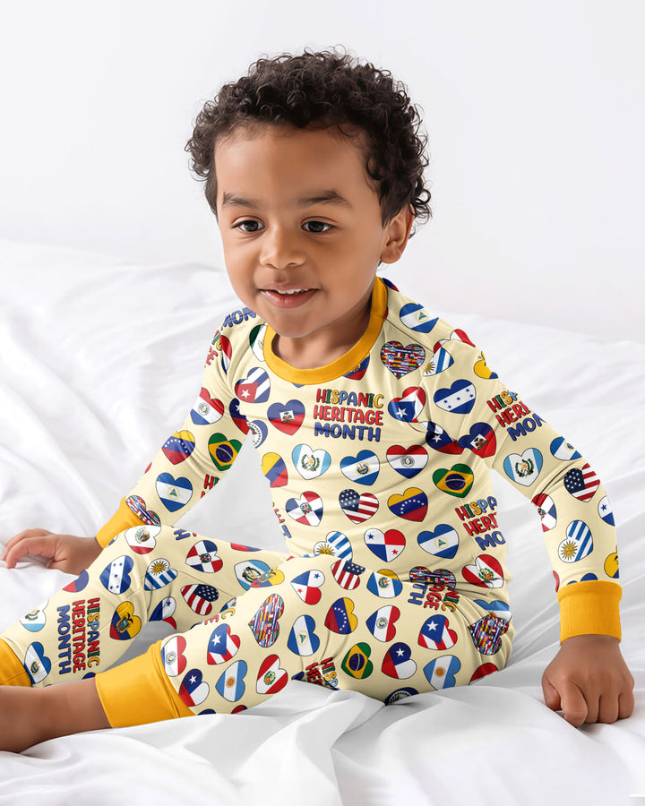 Country Flags Hispanic Heritage Month Bamboo Two Piece Long Sleeve Pajama Set