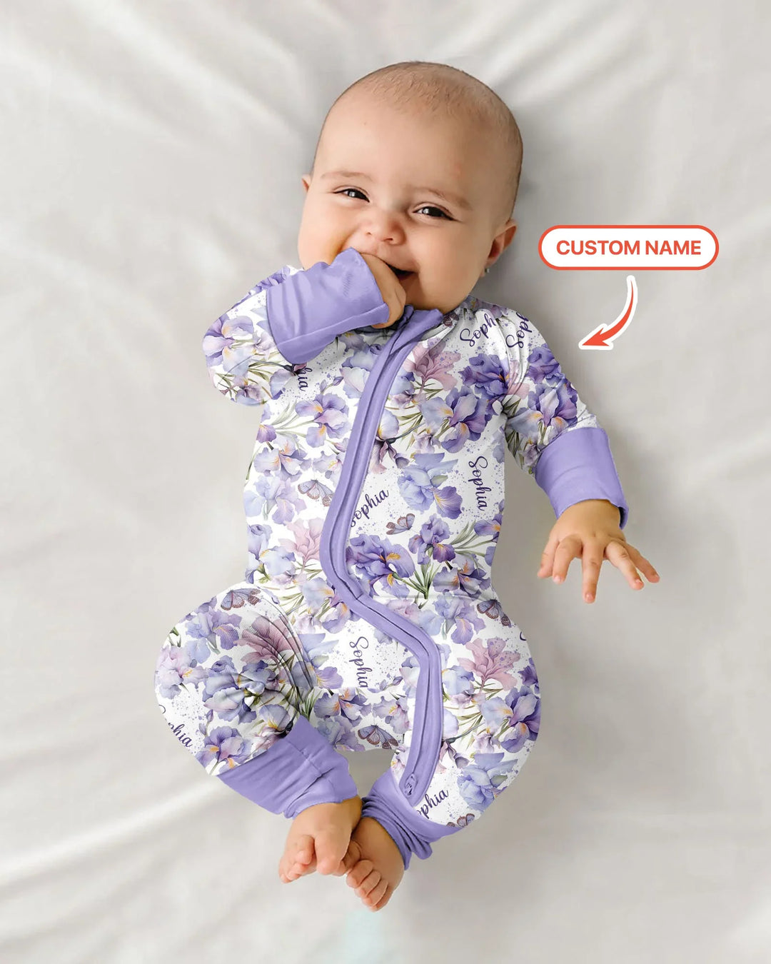 Custom Name Birth Month Flowers Bamboo Convertible Zippy