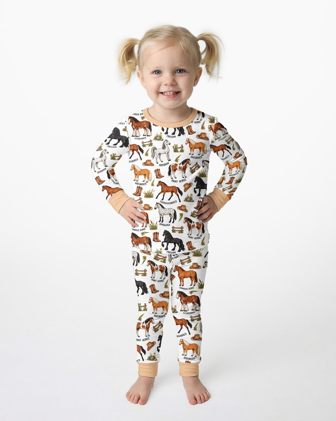Types Of Horses Bamboo Two Piece Long Sleeve Pajama Set