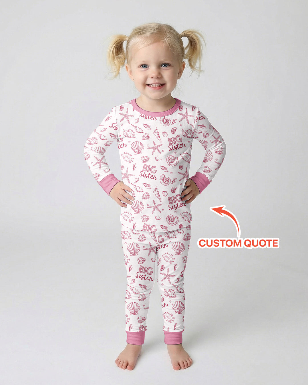 Coquette Seashell Matching Sibling Bamboo Two Piece Long Sleeve Pajama Set