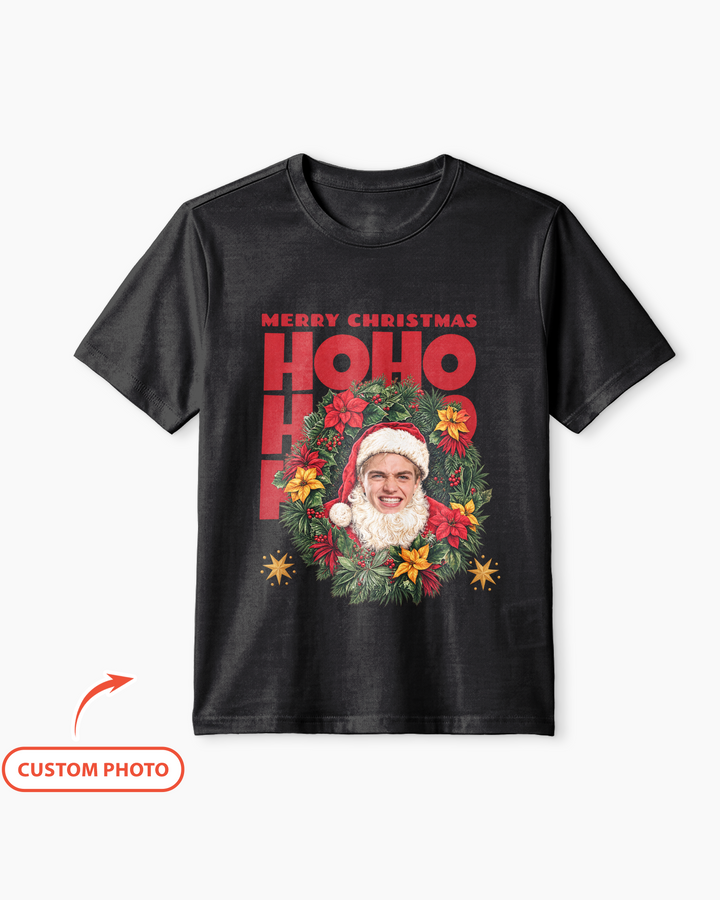 Personalized Photo Christmas Santa Bamboo Men Short Sleeve Short Pajama Set