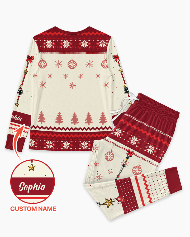 Custom Name Christmas Charm Bamboo Women Pajama Set