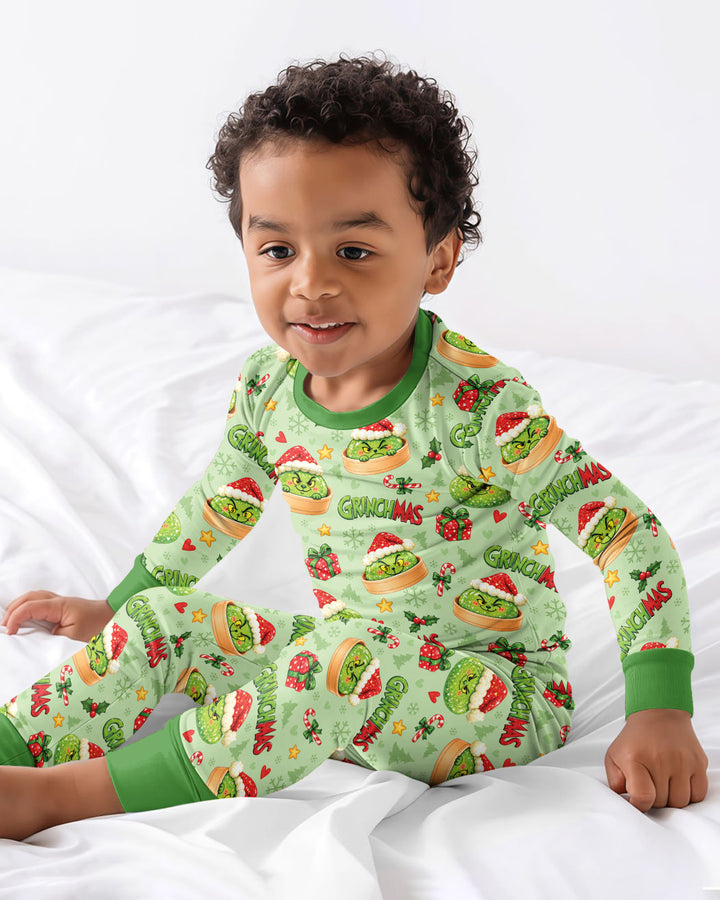 Grinchmas Dumpling Bamboo Two Piece Long Sleeve Pajama Set