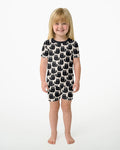 Moody Black Cats in Black and White Bamboo Two Piece Short Sleeve Shorts Pajama Set