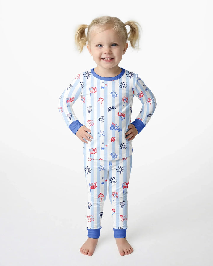 Zweiteiliges Langarm-Pyjama-Set mit Sommerfrüchten