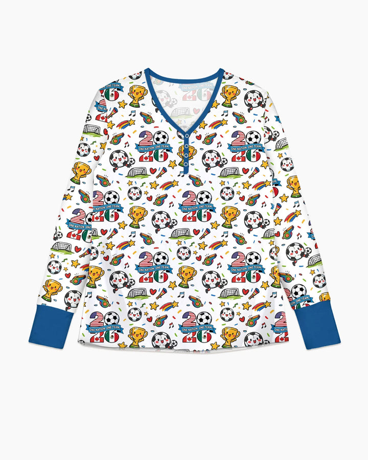 Fußballfieber 2026 Familien-Bambus-Pyjama-Set für Damen