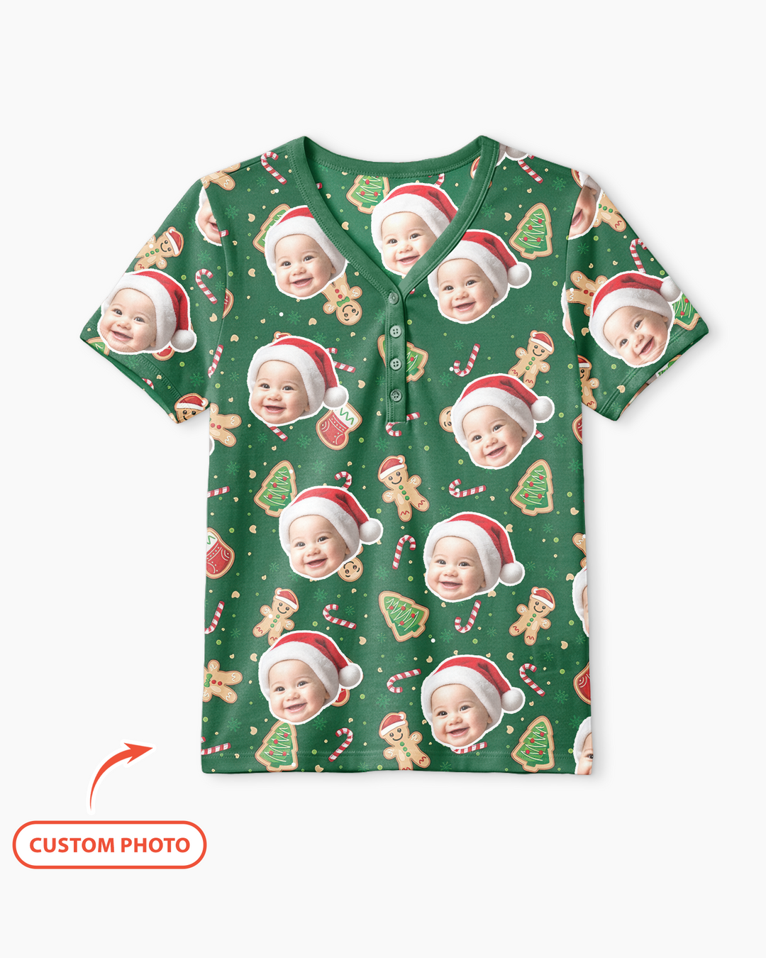 Custom Photo Funny Family Bamboo Women Short Sleeve Short Pajama Set