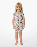 Monsters Fun Pastels Hand Painted Cute Bamboo Two Piece Short Sleeve Shorts Pajama Set