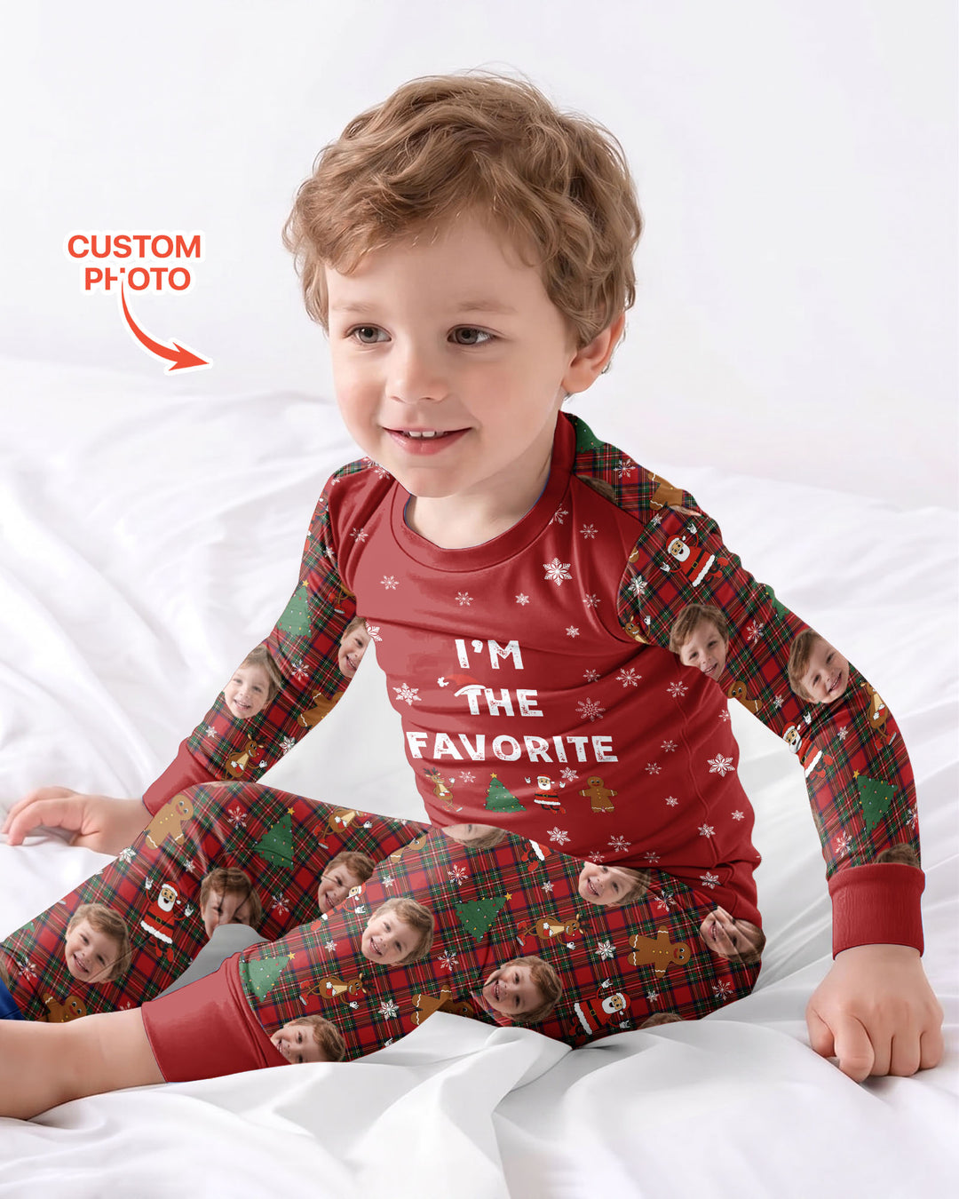 I'm The Favorite Christmas Funny Brother Sister Matching Bamboo Two Piece Long Sleeve Pajama Set
