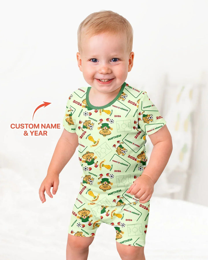 Zweiteiliges Pyjama-Set mit kurzen Ärmeln und Shorts im Sommer-Design