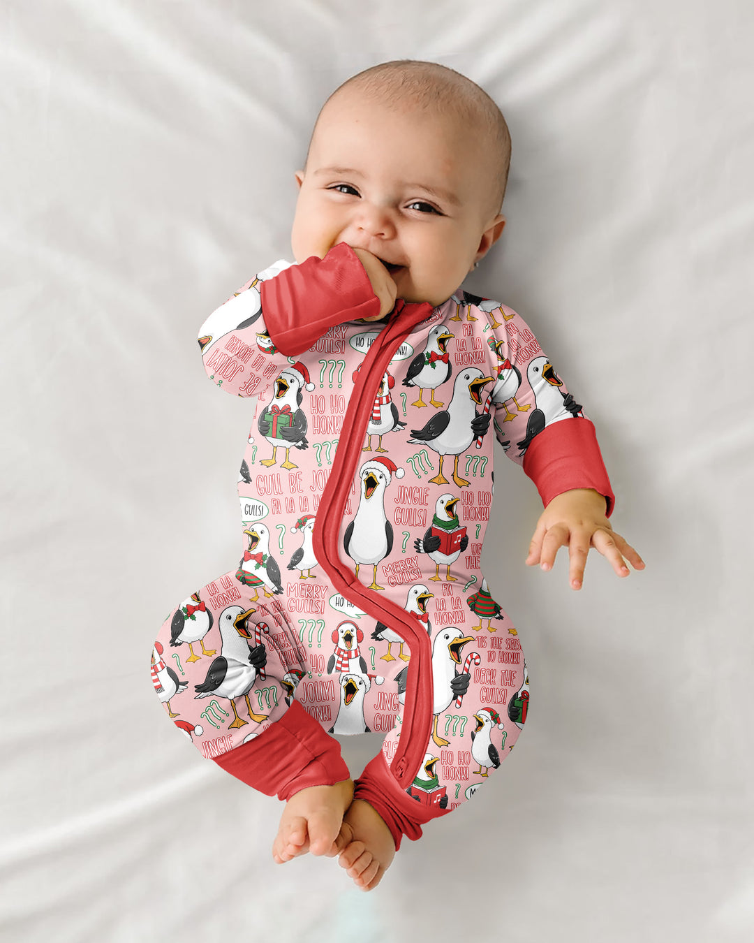 Funny Christmas Seagull Bamboo Convertible Zippy