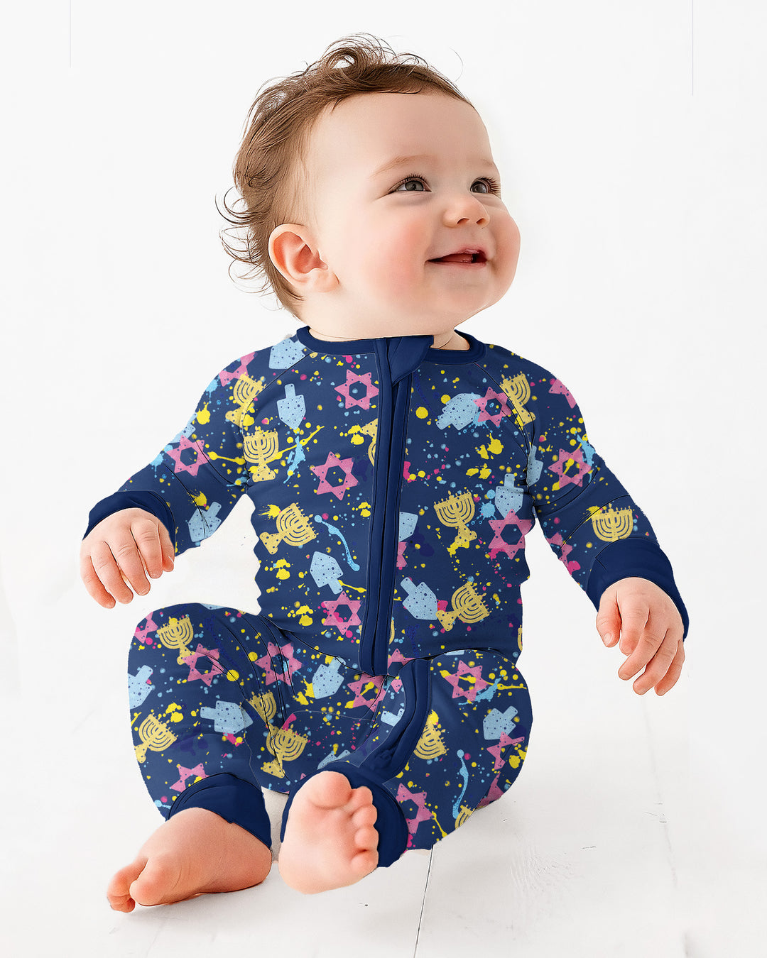 Hanukkah Family Splatter Paint  Bamboo Convertible Zippy