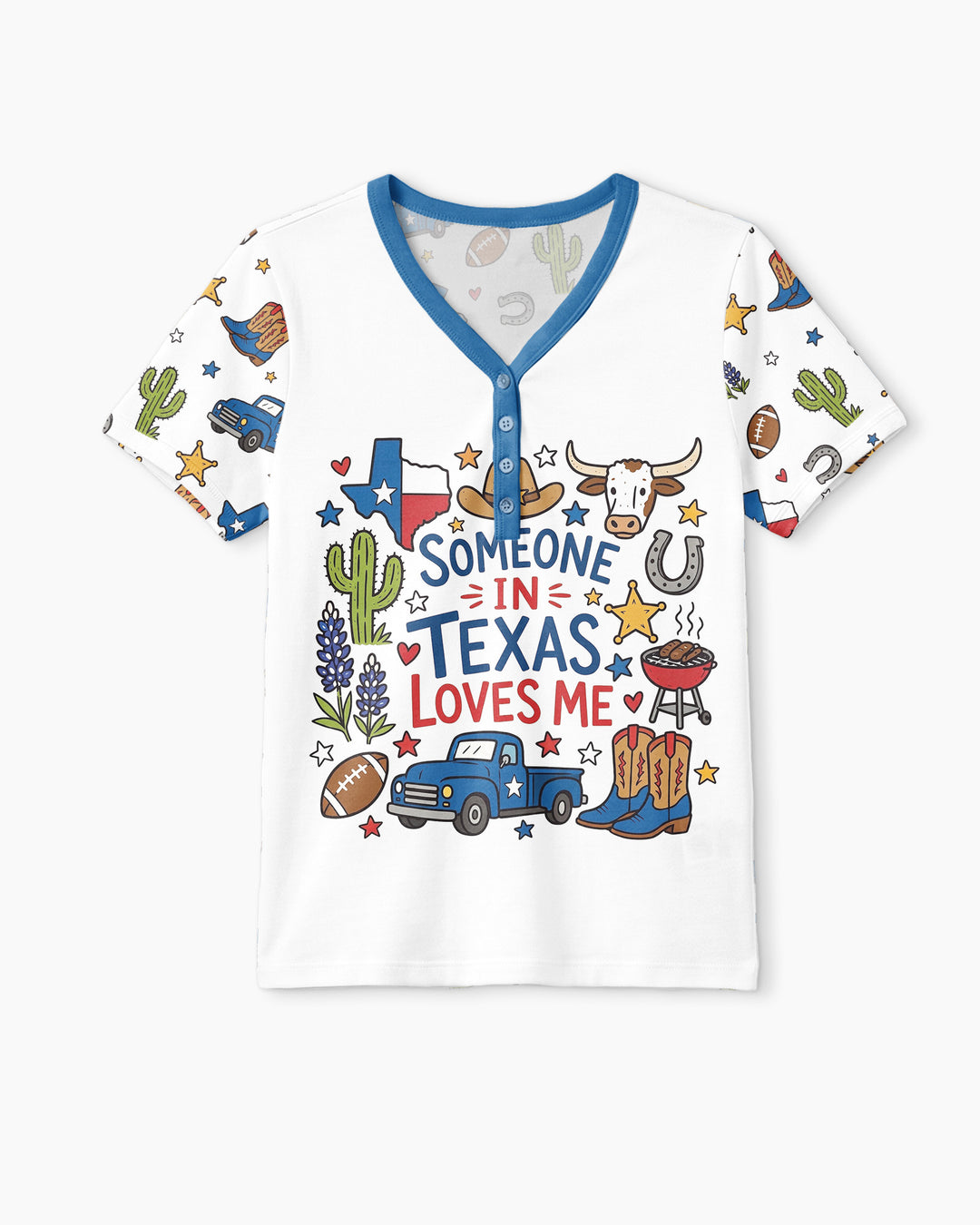 Someone in Texas Loves Me Bamboo Women Short Sleeve Short Pajama Set
