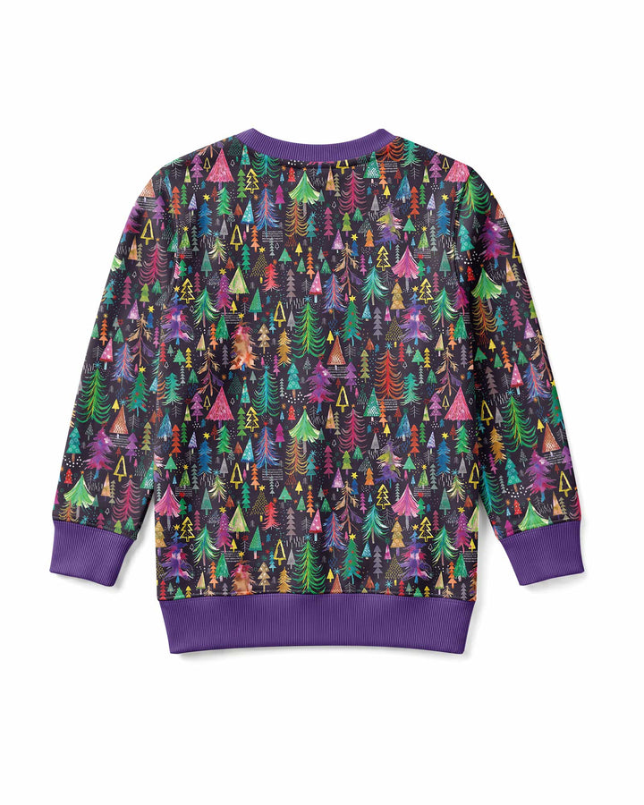 Christmas Holiday Colorful Trees Bamboo Crewneck Sweatshirt