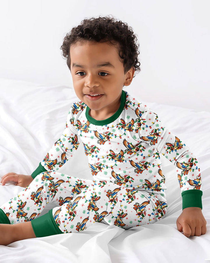 Preppy Christmas Mallard Duck Bamboo Two Piece Long Sleeve Pajama Set