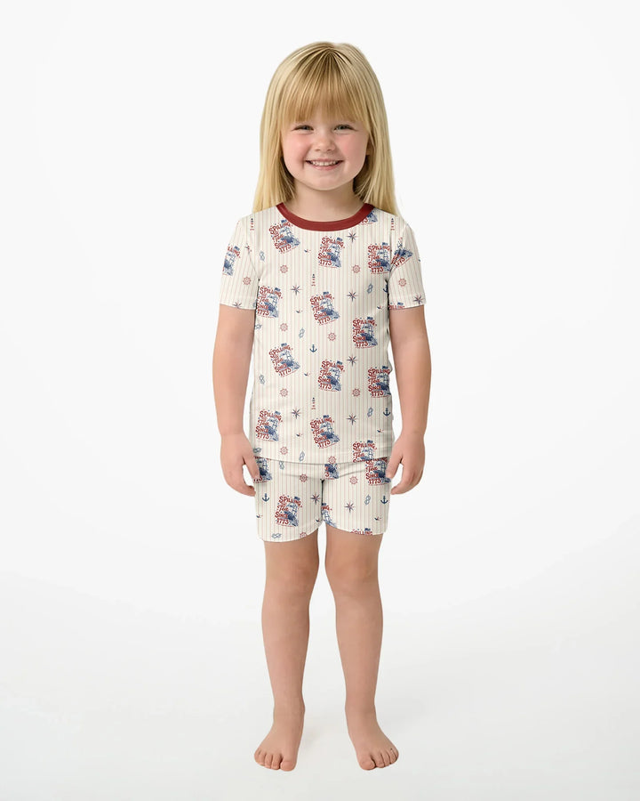 Schlafanzug-Set zweiteilig, kurze Ärmel, kurze Hose, Bambus