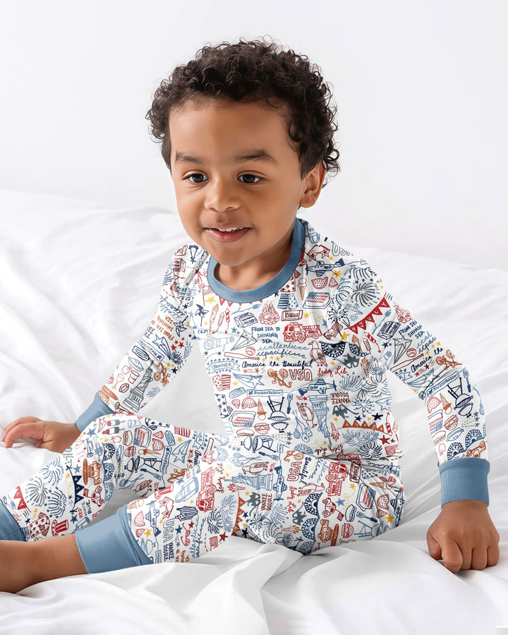 Zweiteiliges Langarm-Pyjama-Set mit Sommerfrüchten