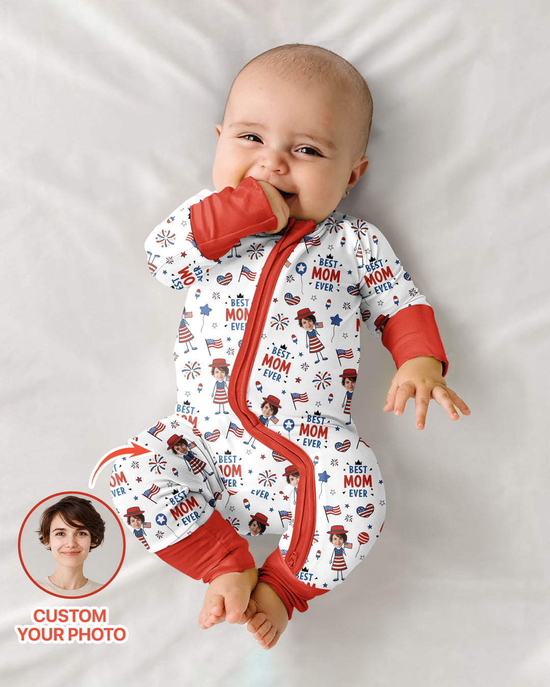 Gerippte Babykleidung mit individuellem Foto - Weich &amp; Skizzenhaft