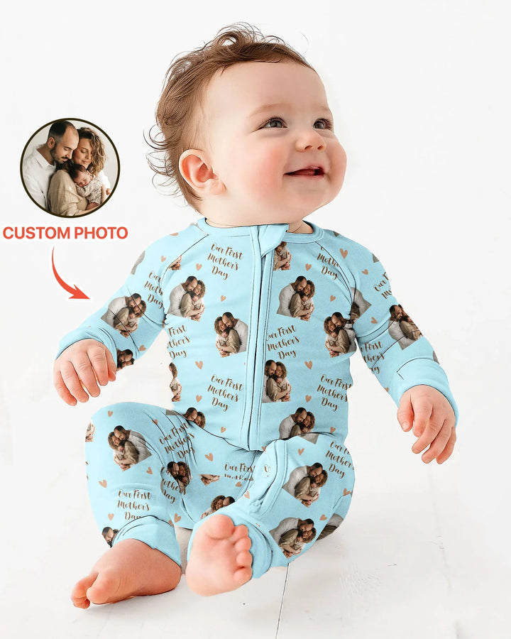Gerippte Babykleidung mit individuellem Foto - Weich &amp; Skizzenhaft