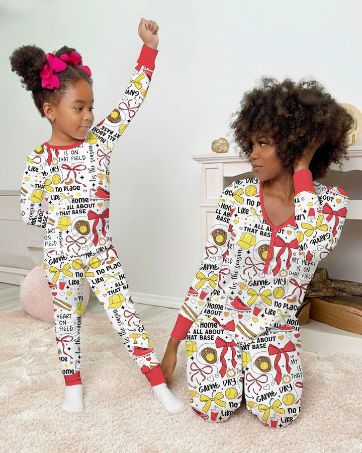Zweiteiliges Langarm-Pyjama-Set mit Sommerfrüchten