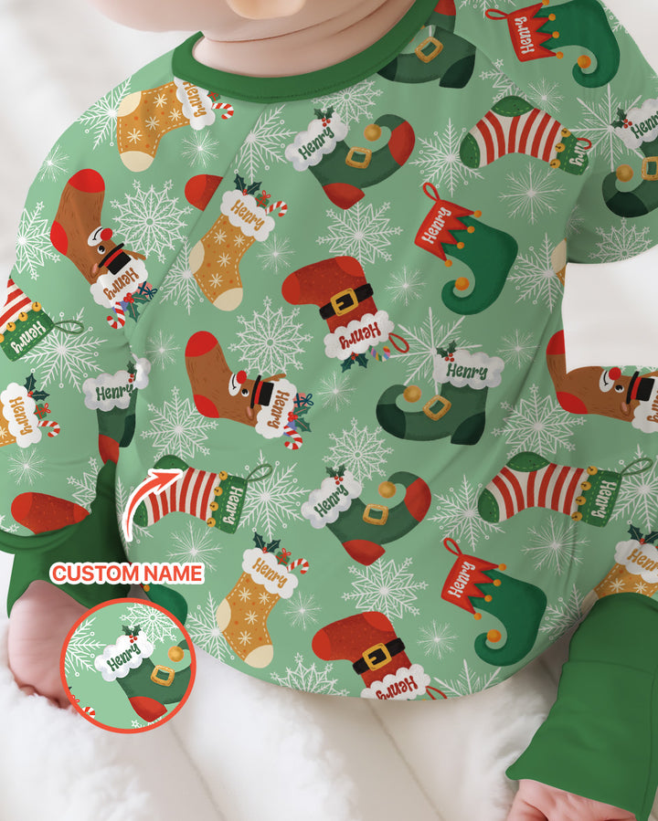 Personalize Christmas Crew Family Matching  Bamboo Convertible Zippy