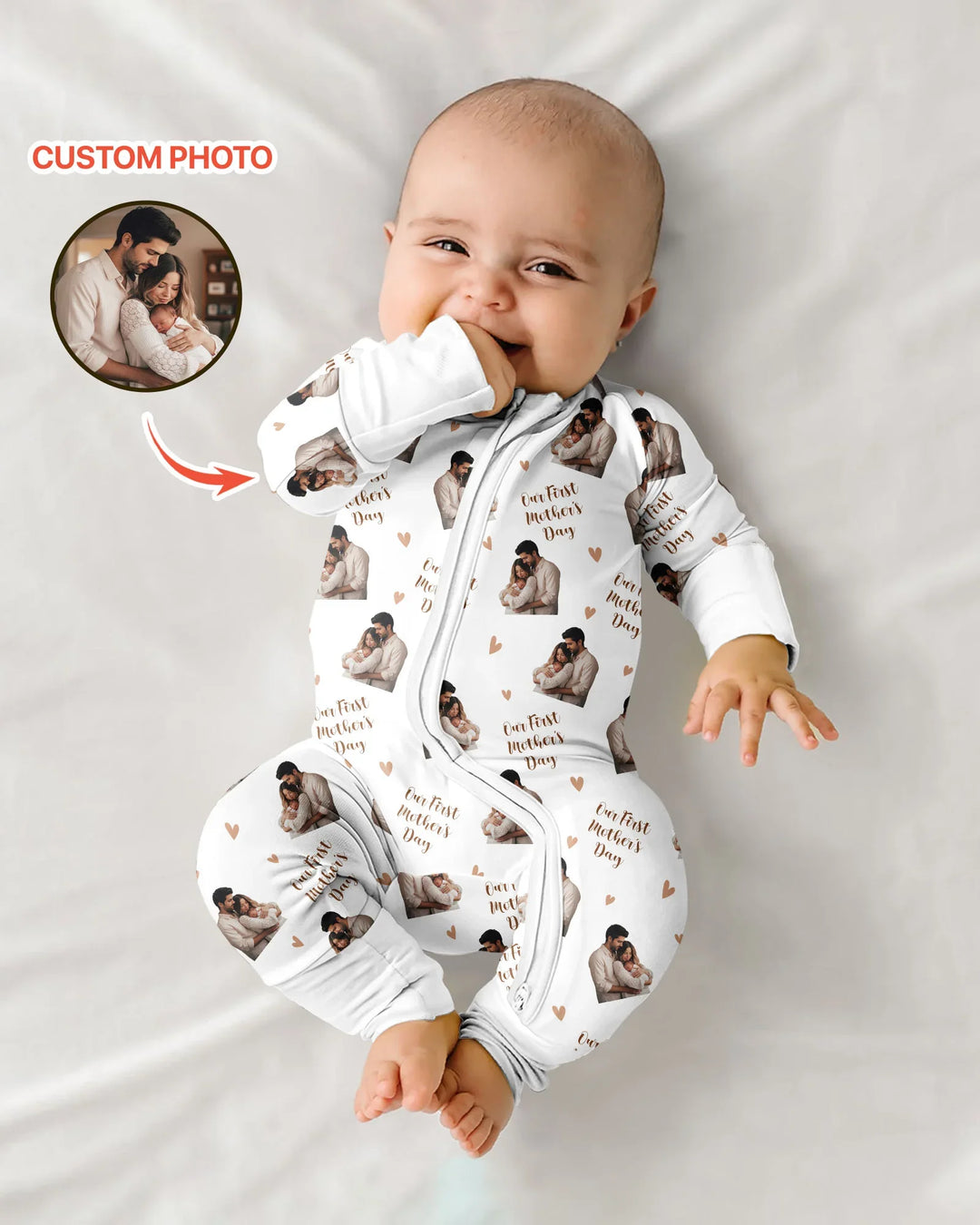 Gerippte Babykleidung mit individuellem Foto - Weich &amp; Skizzenhaft