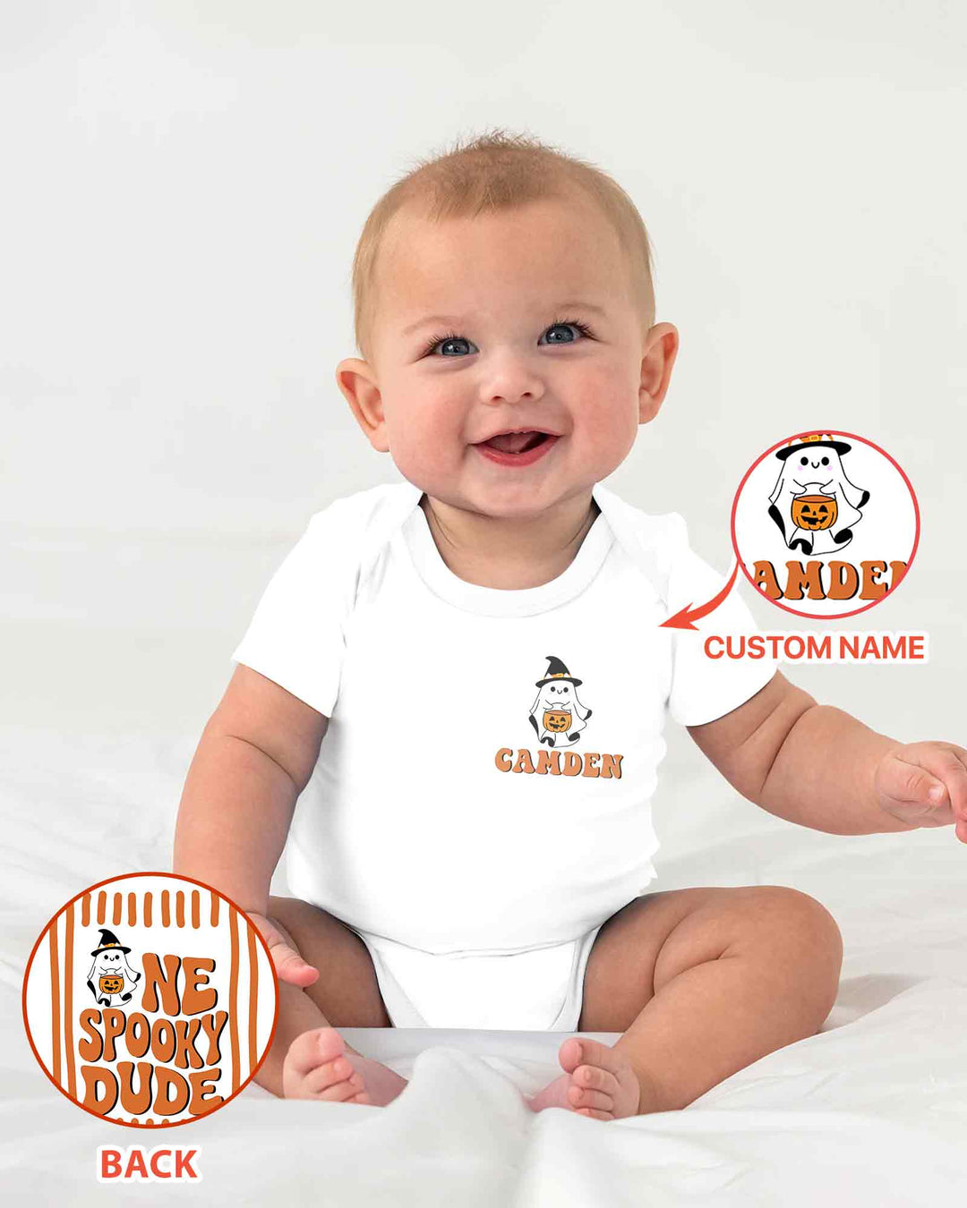 Personalized One Spooky Dude Halloween Birthday Bamboo Bodysuit