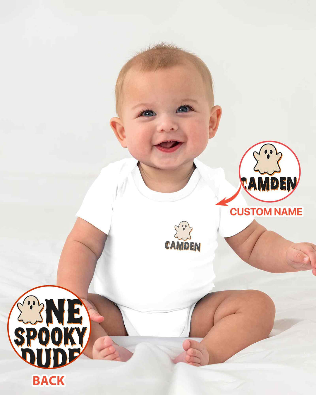 Personalized Ghost Halloween Baby Bamboo Bodysuit
