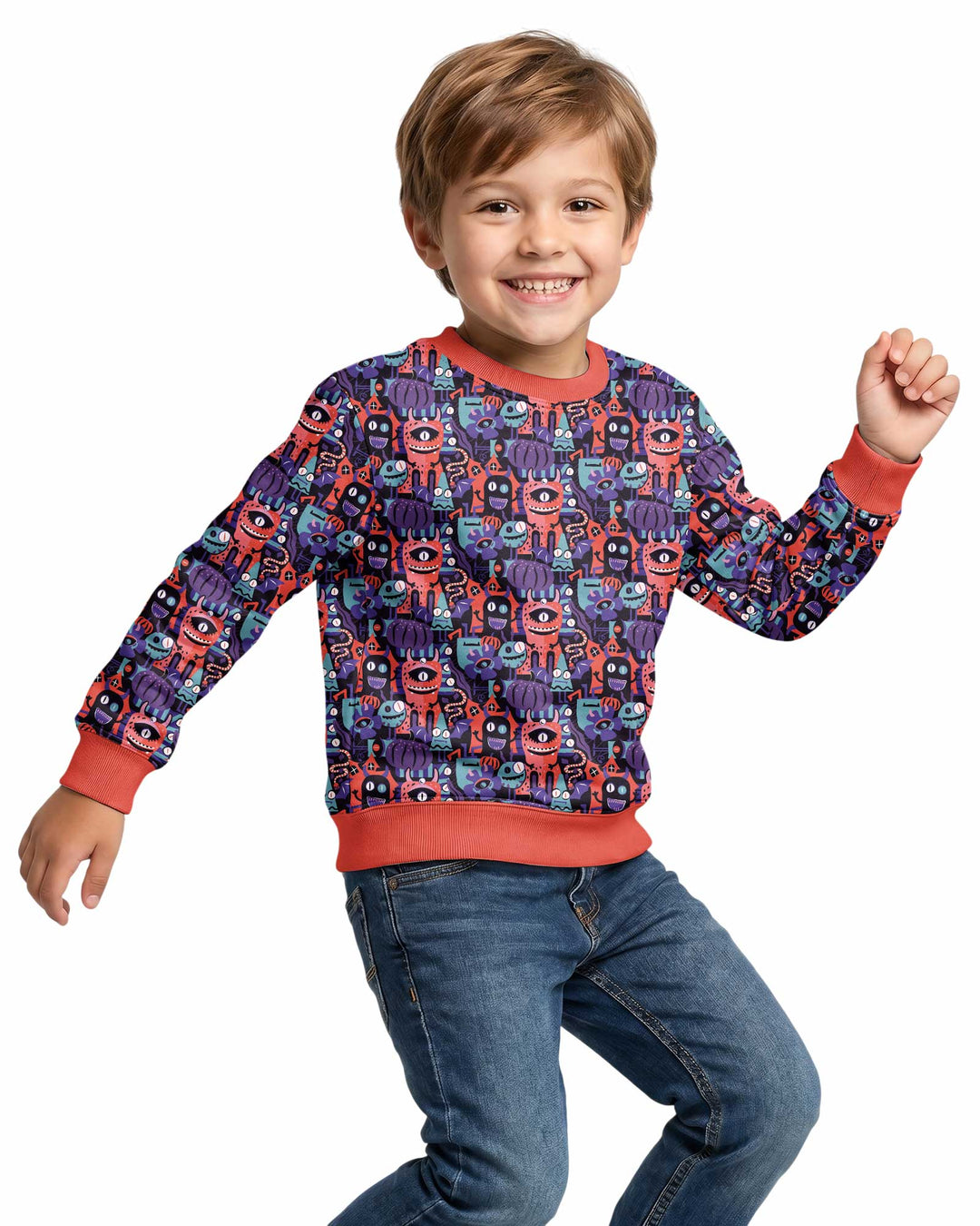 Halloween Multi Eyed Monsters Bamboo Crewneck Sweatshirt