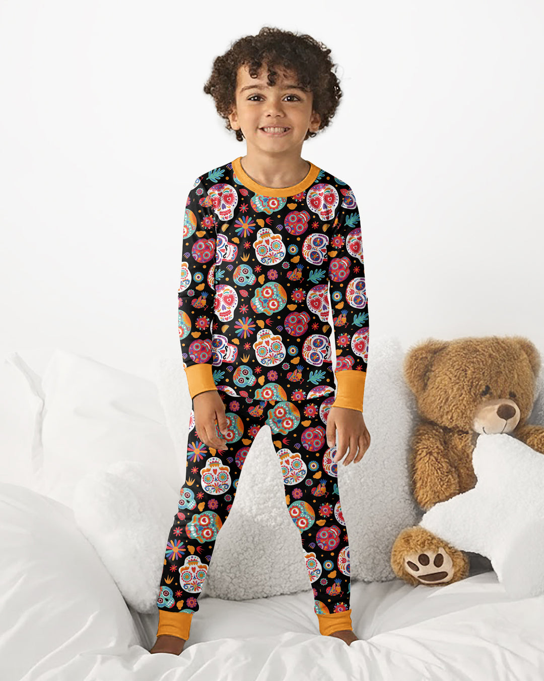 Día de los Muertos Mexico Halloween Bamboo Two Piece Long Sleeve Pajama Set