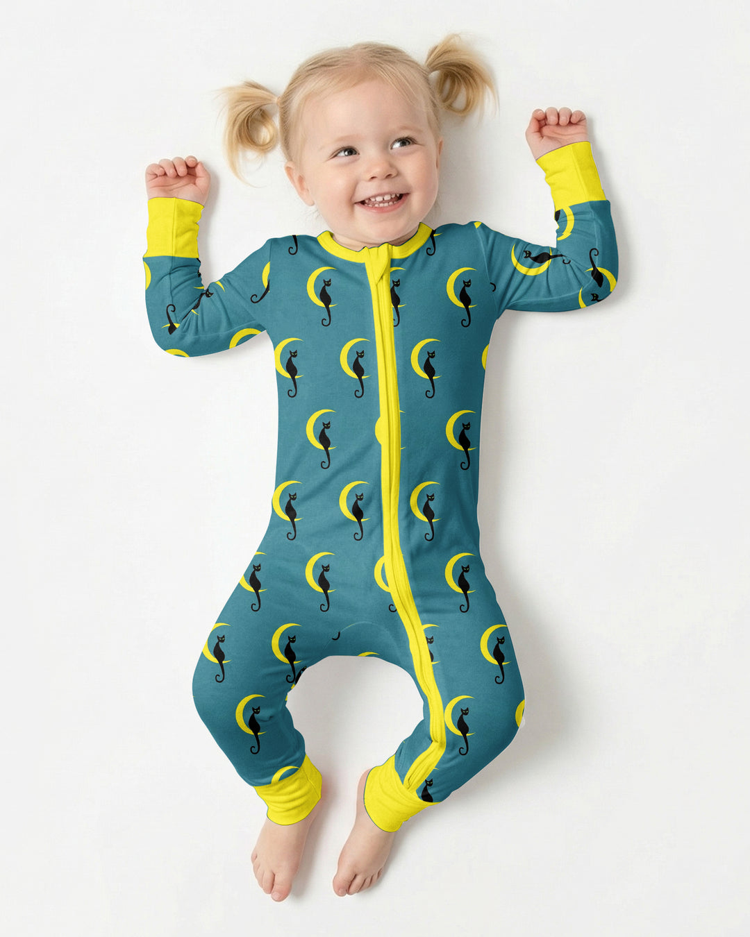 Black Cat Crescent Moon Celestial Night Bamboo Convertible Zippy