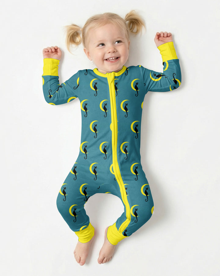 Black Cat Crescent Moon Celestial Night Bamboo Convertible Zippy
