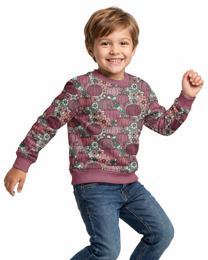 Retro Floral Pumpkin Patch Bamboo Crewneck Sweatshirt