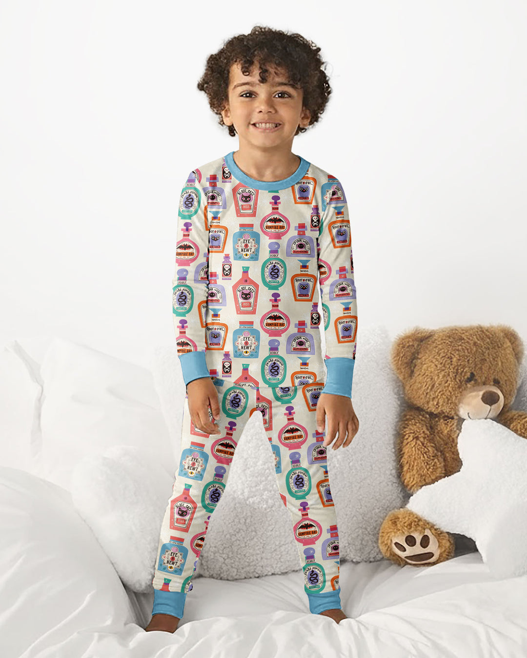 Retro Halloween Potions Bamboo Two Piece Long Sleeve Pajama Set