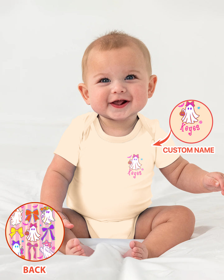 Personalized Coquette Ghost Halloween Bamboo Bodysuit