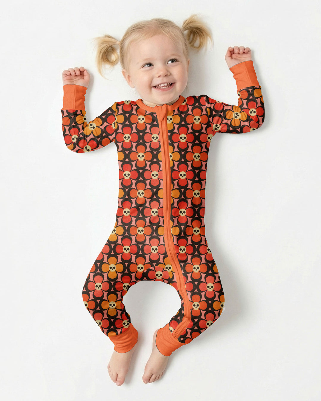 Retro Skull Flower Halloween Bamboo Convertible Zippy