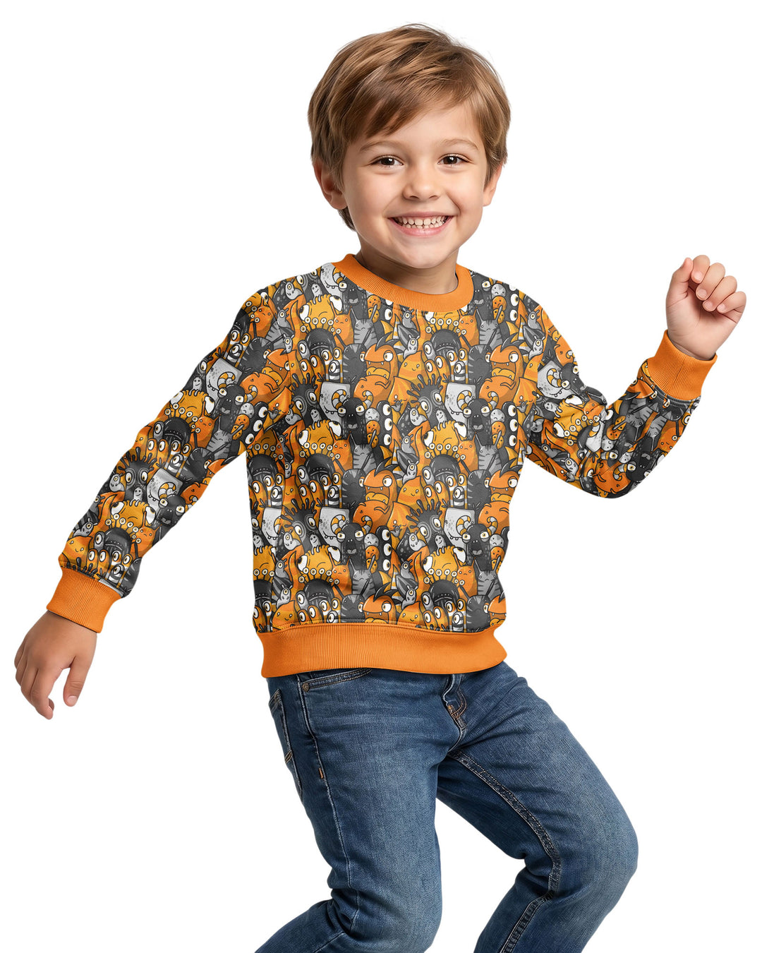 Colorful Doodle Monster Friends Bamboo Crewneck Sweatshirt
