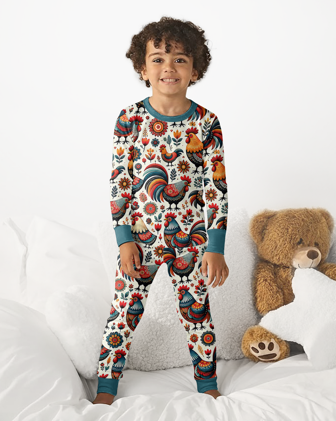 Country Chickens Bamboo Two Piece Long Sleeve Pajama Set