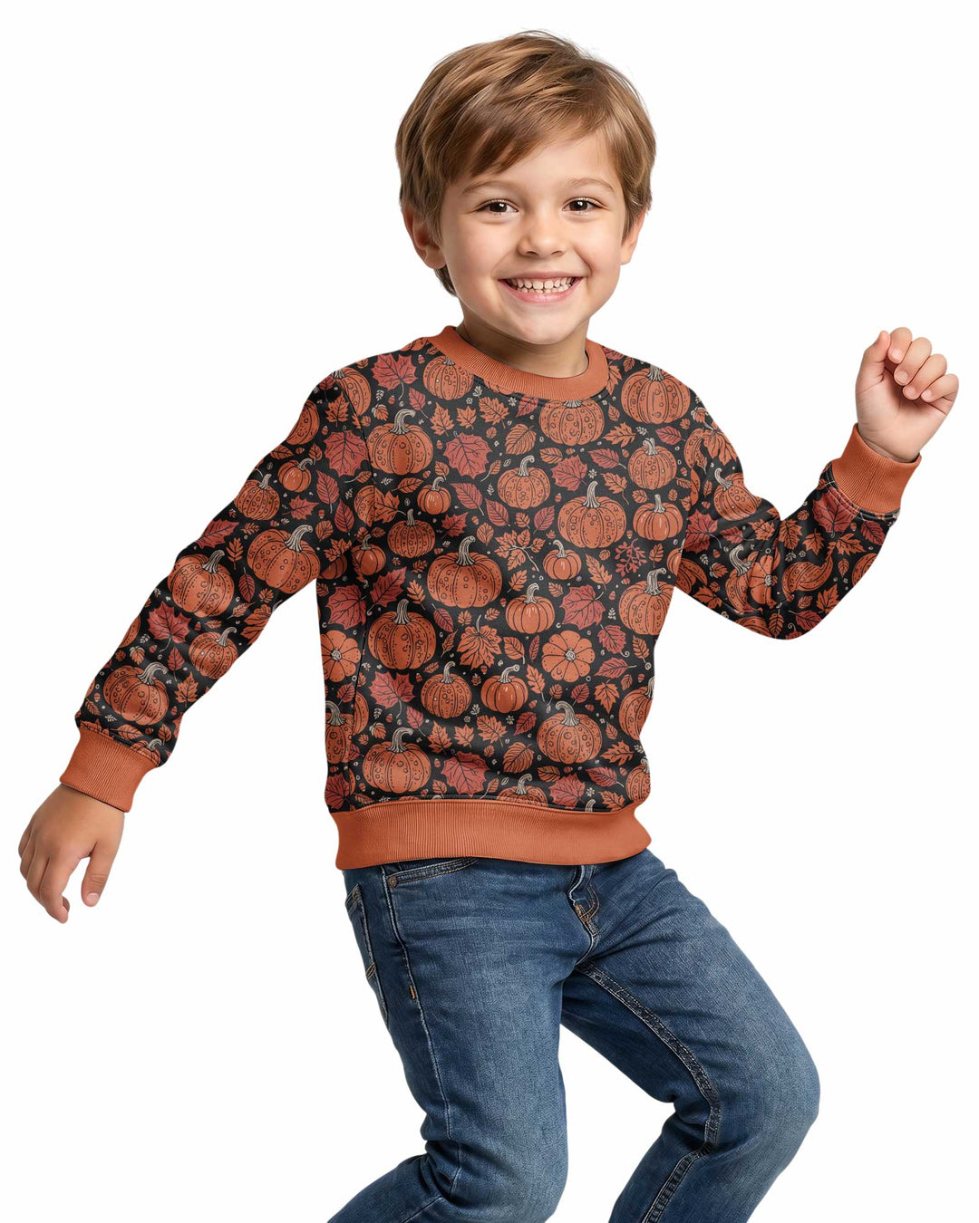 Retro Halloween Pumpkins Bamboo Crewneck Sweatshirt