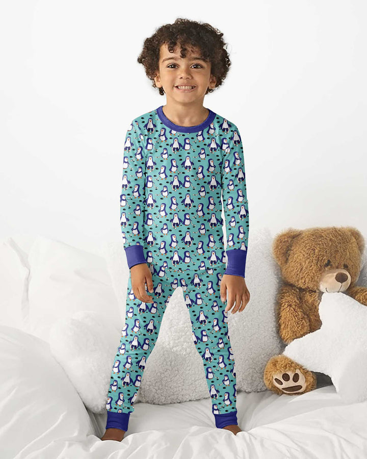 Penguin Hockey Bamboo Two Piece Long Sleeve Pajama Set
