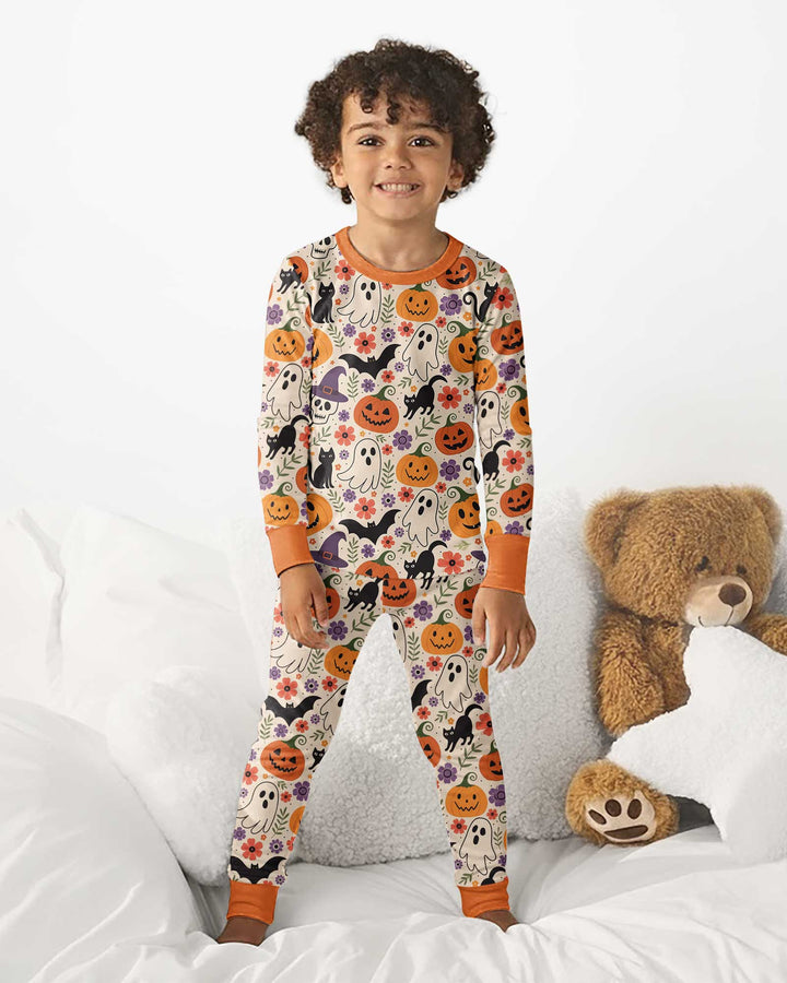 Spooky Halloween Floral Delight Bamboo Two Piece Long Sleeve Pajama Set