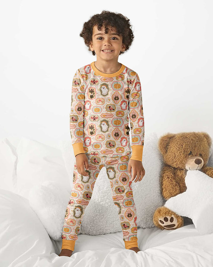 Cute Vintage Magical Cottage Style Halloween Bamboo Two Piece Long Sleeve Pajama Set