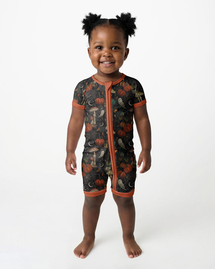 Spooky Cute Ghost Pumpkin Mushroom Halloween Bamboo Shorty Zippy