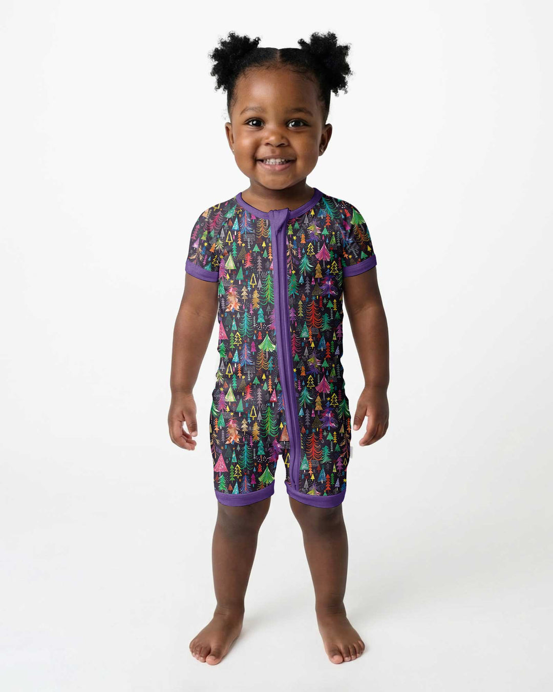 Christmas Holiday Colorful Trees Bamboo Shorty Zippy
